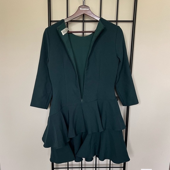 Eliza J Emerald Green Textured Ruffle Hem Dress Sz 6P - Picture 6 of 9
